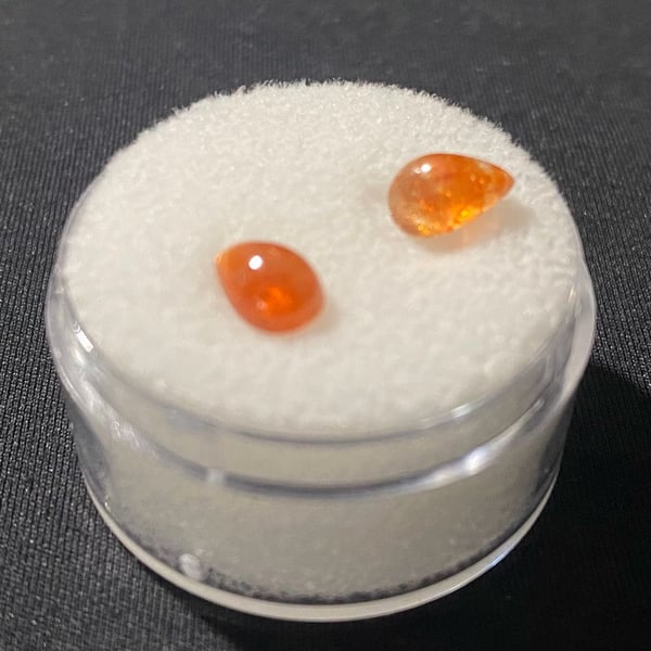 Shepherd Gemworks Sunstone 1.24 CT Orange Pear Cabochon Gemstone Pair