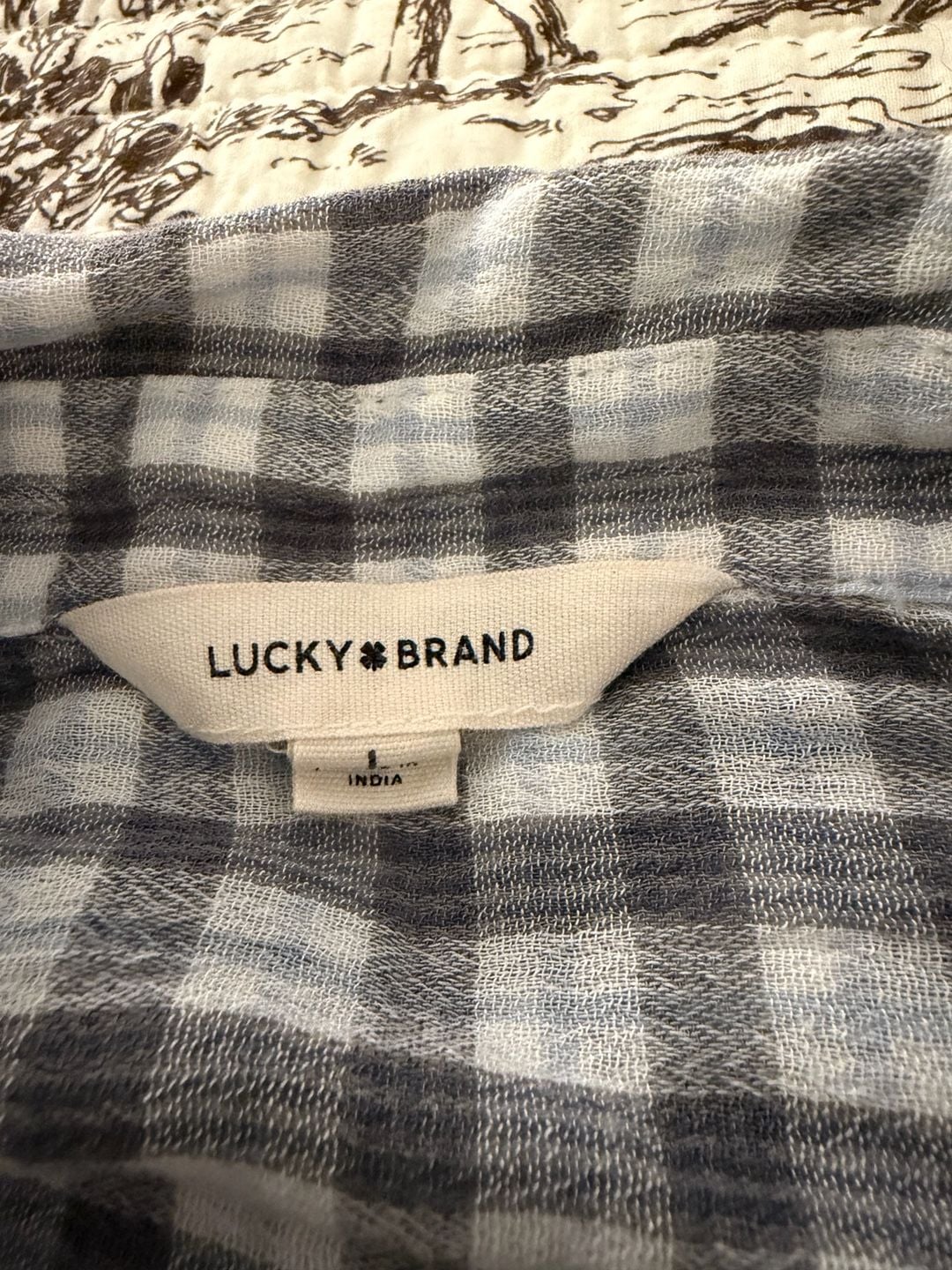Lucky Brand Plaid Button Down Shirt Size L Blue Gray Cotton Viscose 3