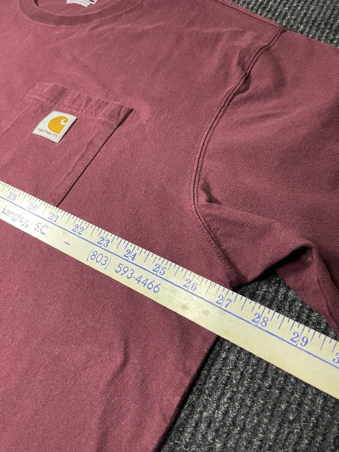 Carhartt Pocket T-Shirt Size 2XL Burgundy Loose Fit 7