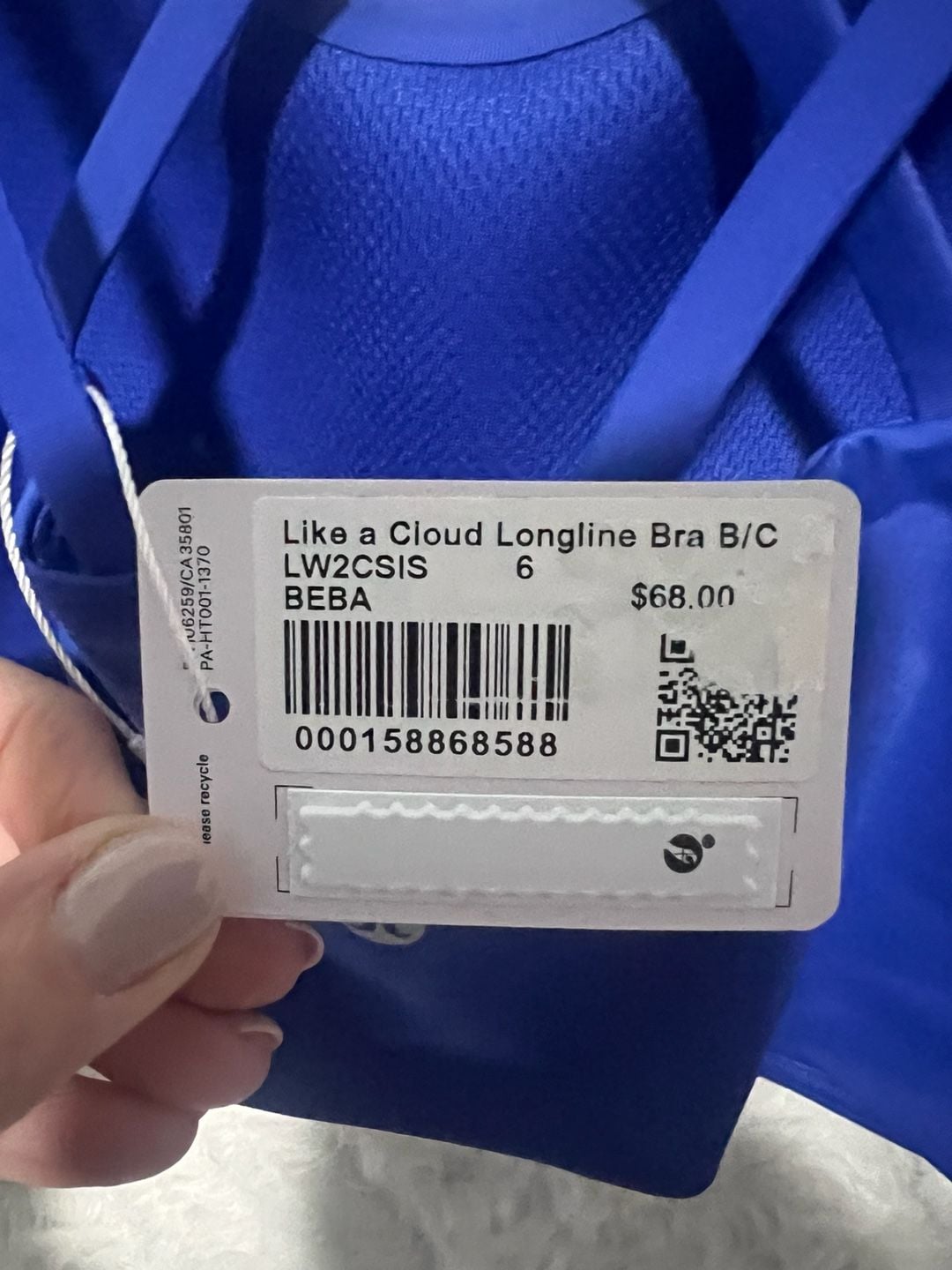 NWT Lululemon Like a Cloud Longline Bra B/C Size 6 Blue 4