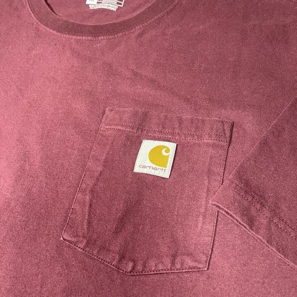 Carhartt Pocket T-Shirt Size 2XL Burgundy Loose Fit