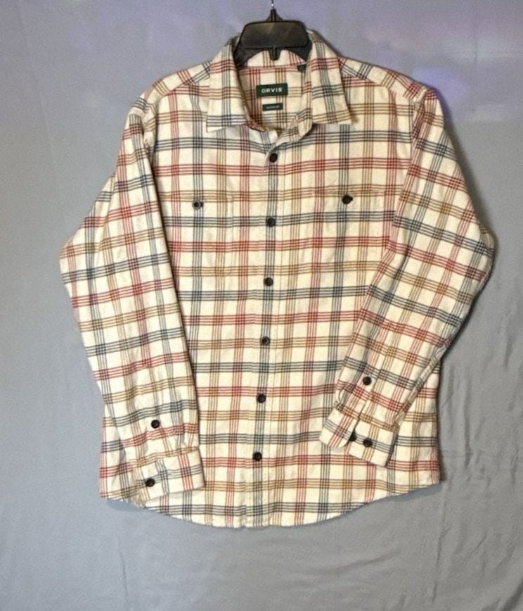 Orvis Plaid Long Sleeve Button Down Shacket Size L Multi-Color 2