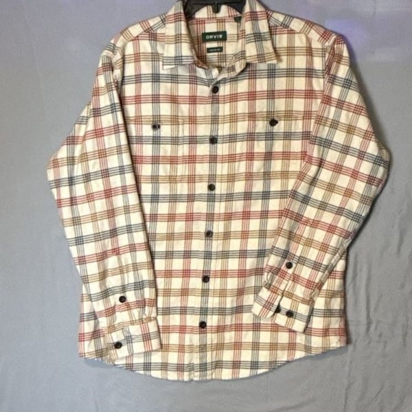 Orvis Plaid Long Sleeve Button Down Shacket Size L Multi-Color