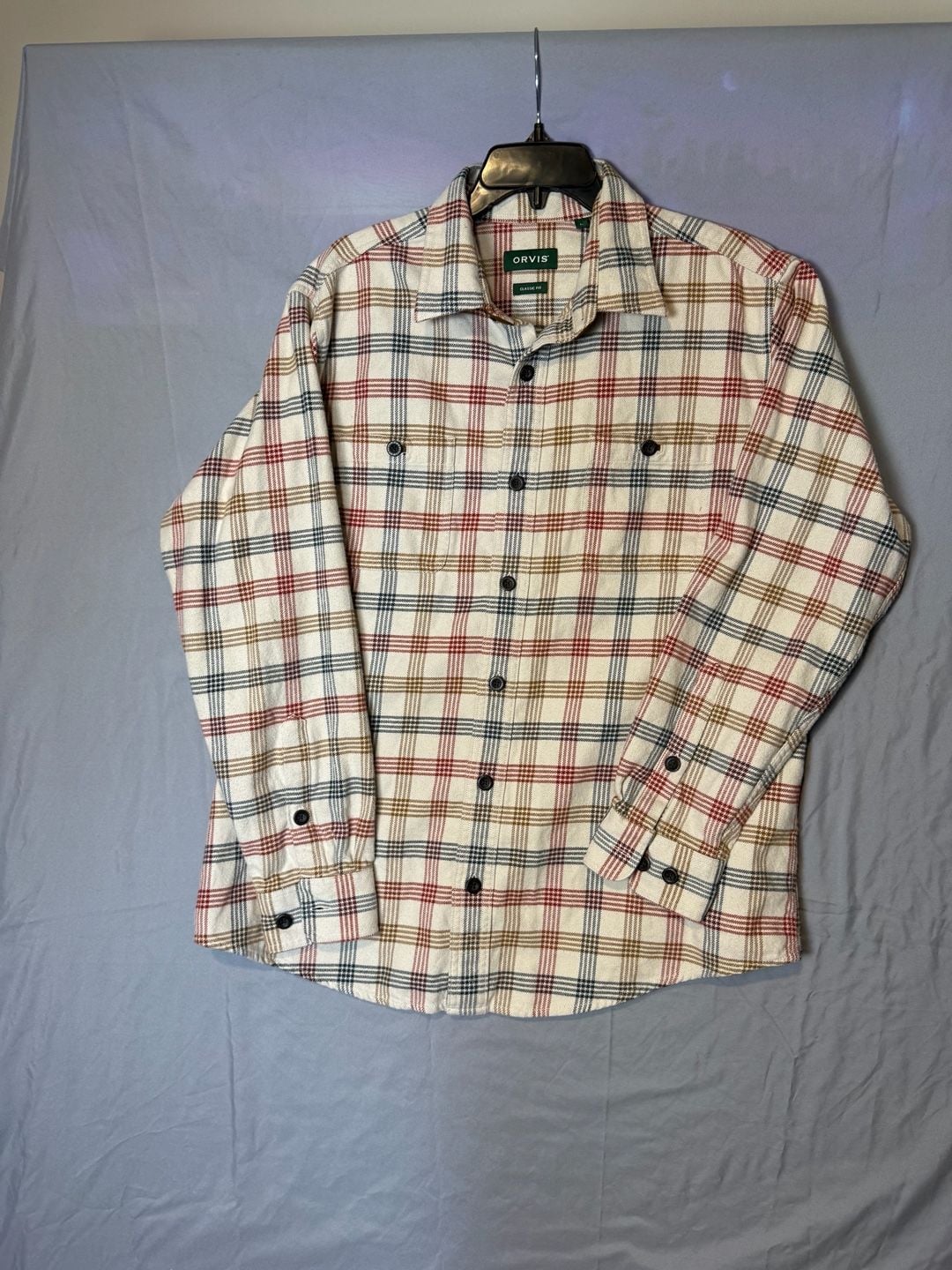 Orvis Plaid Long Sleeve Button Down Shacket Size L Multi-Color 5