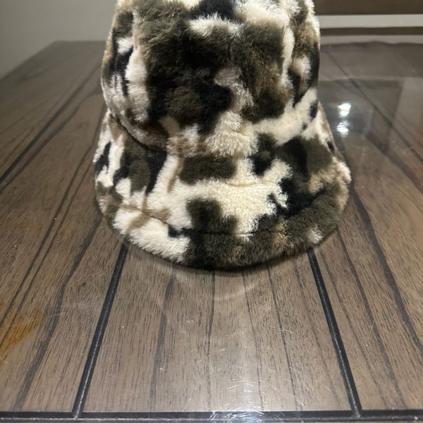 Faux Fur Camouflage Bucket Hat