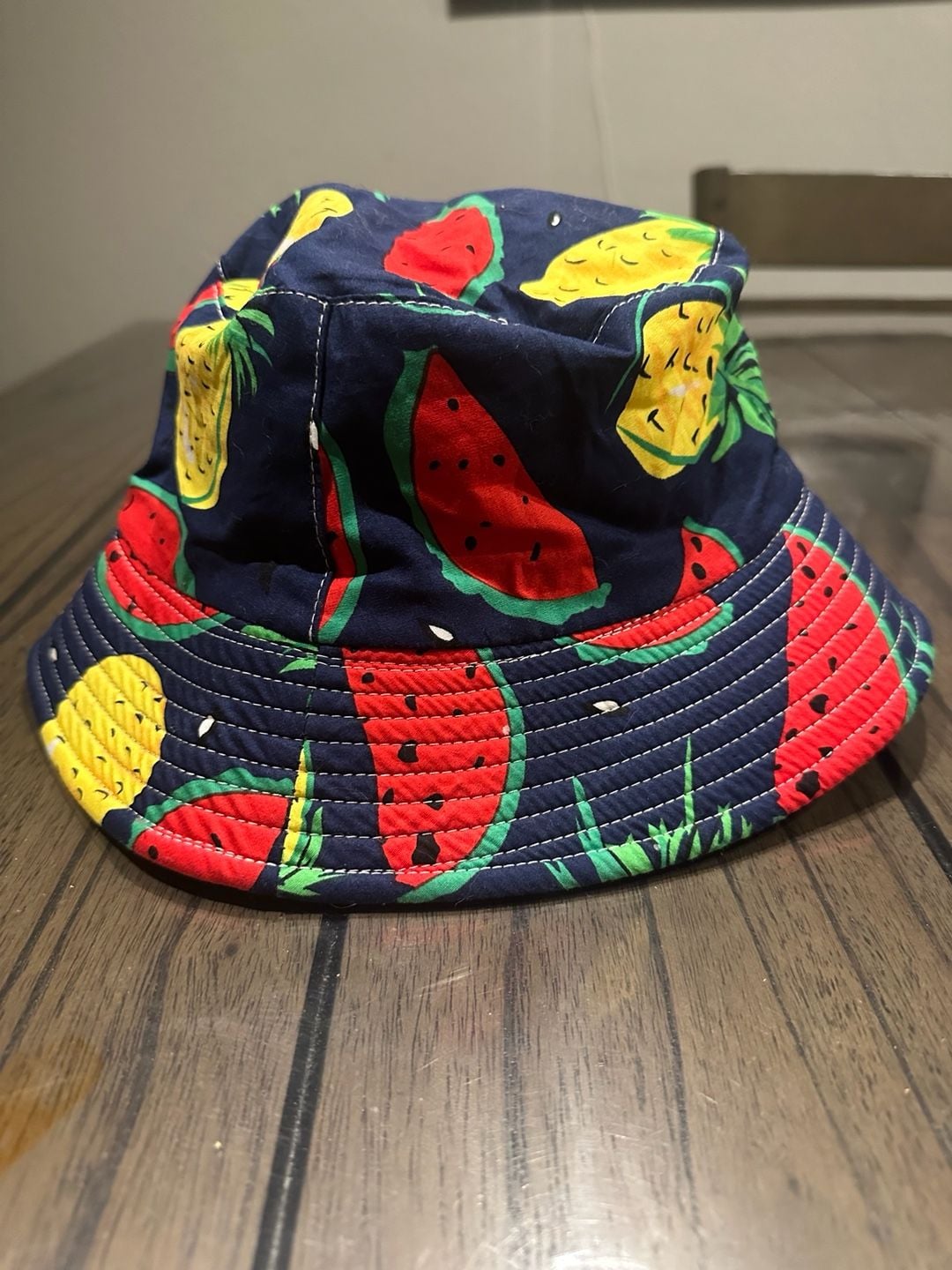 Unbranded Watermelon Pineapple Fruit Print Navy Blue Bucket Hat 2