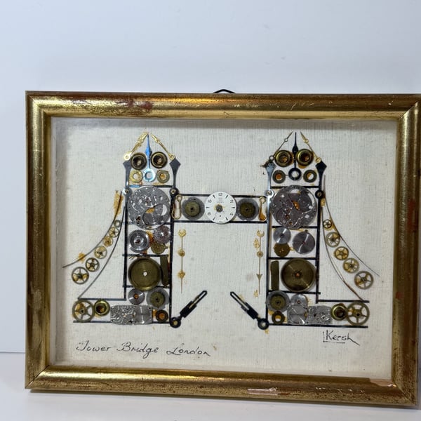 L. Kersh Horological Collage Tower Bridge London Watch Parts Art