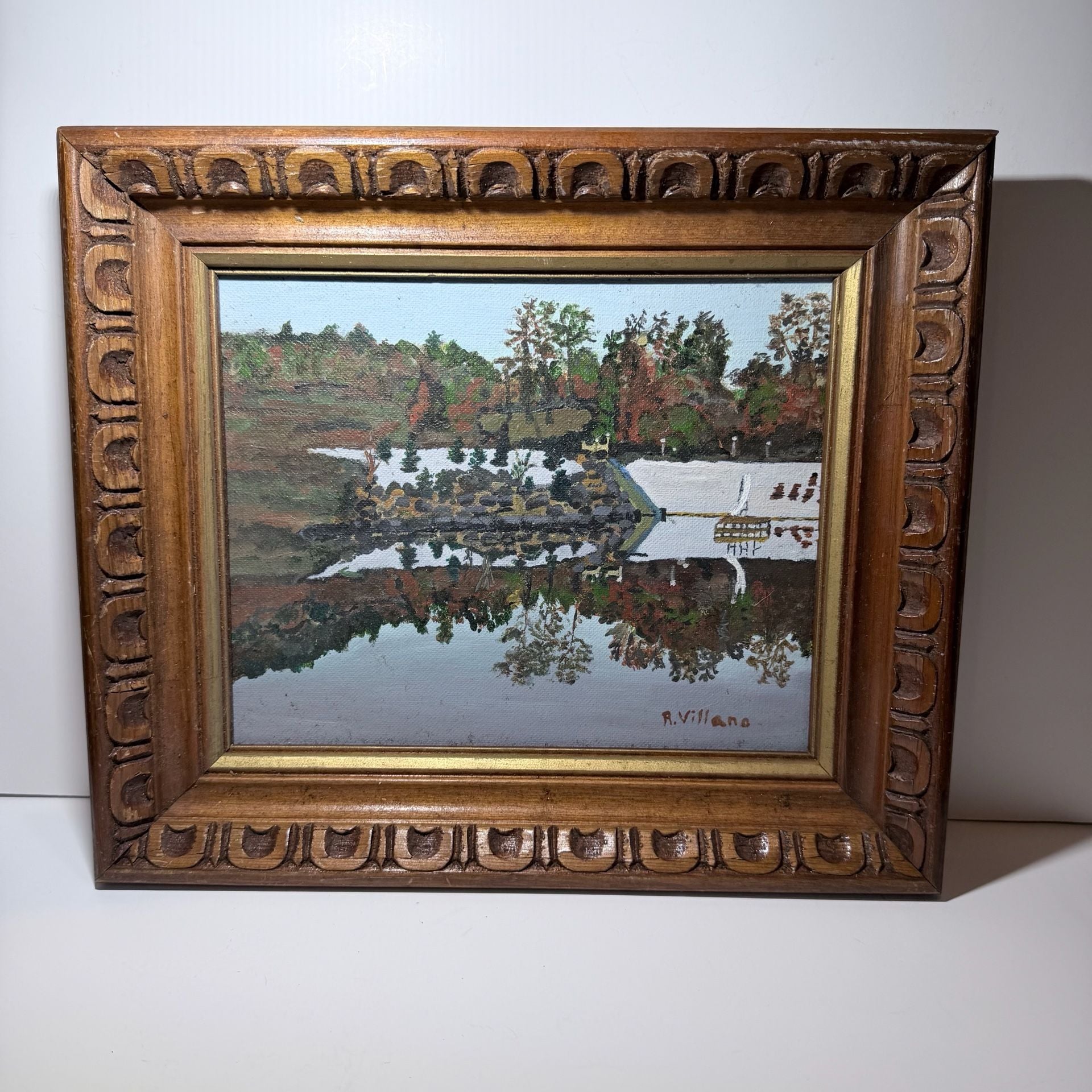 Fredrix Landscape Painting Framed Original Signed R. Villano 1