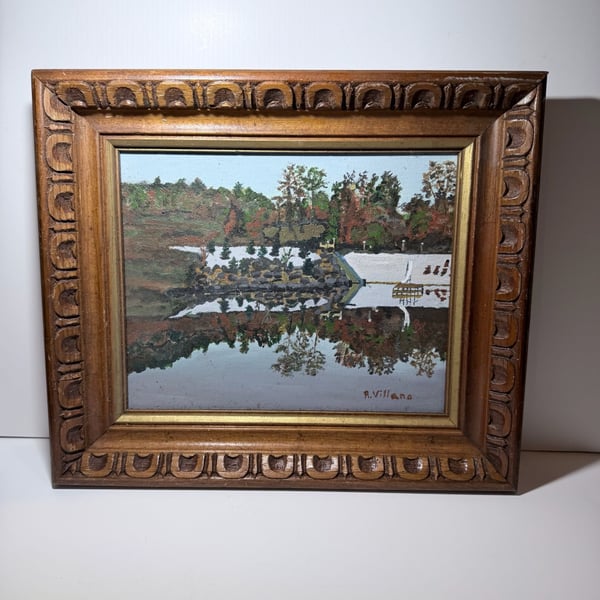 Fredrix Landscape Painting Framed Original Signed R. Villano