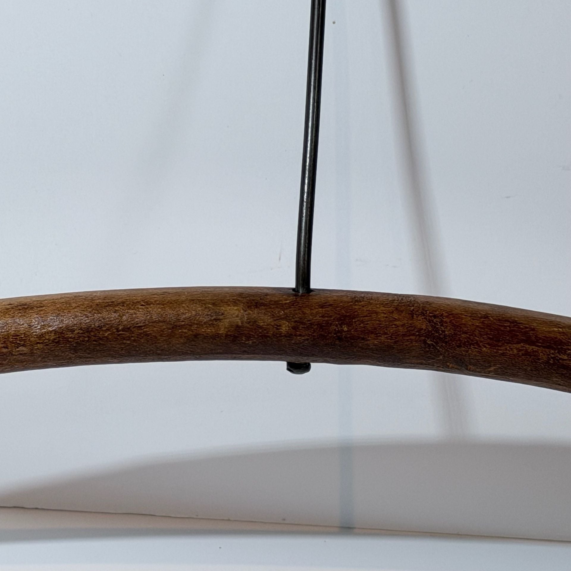 Vintage Wooden Suit Hanger - Curved Wood With Metal Hook 2