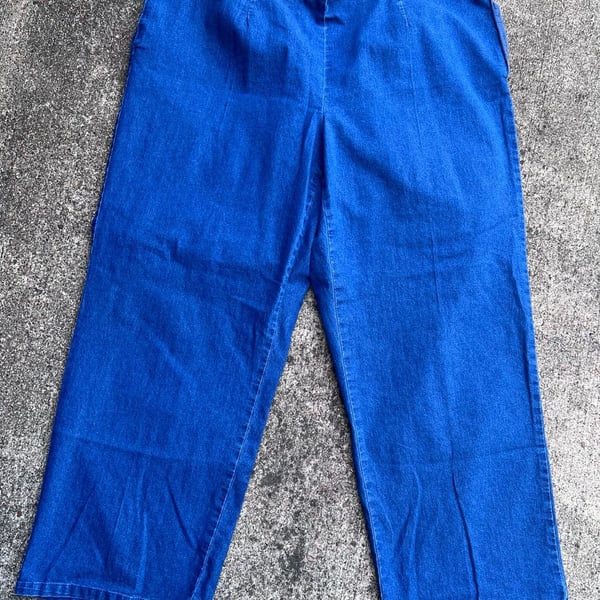 Z- Alfred Dunner Denim Pants Size 18W Blue Pull On Elastic Waist