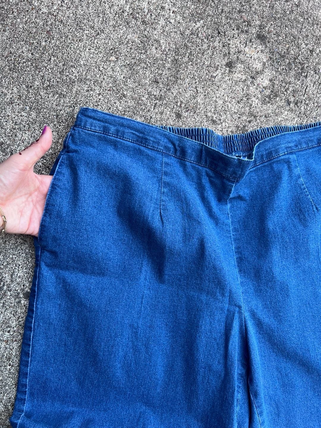Z- Alfred Dunner Denim Pants Size 18W Blue Pull On Elastic Waist 4