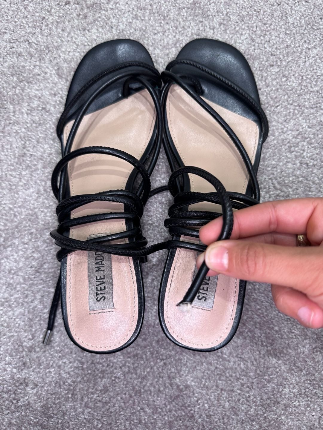Steve Madden Heeled Sandals Black Strappy Tie Up 7