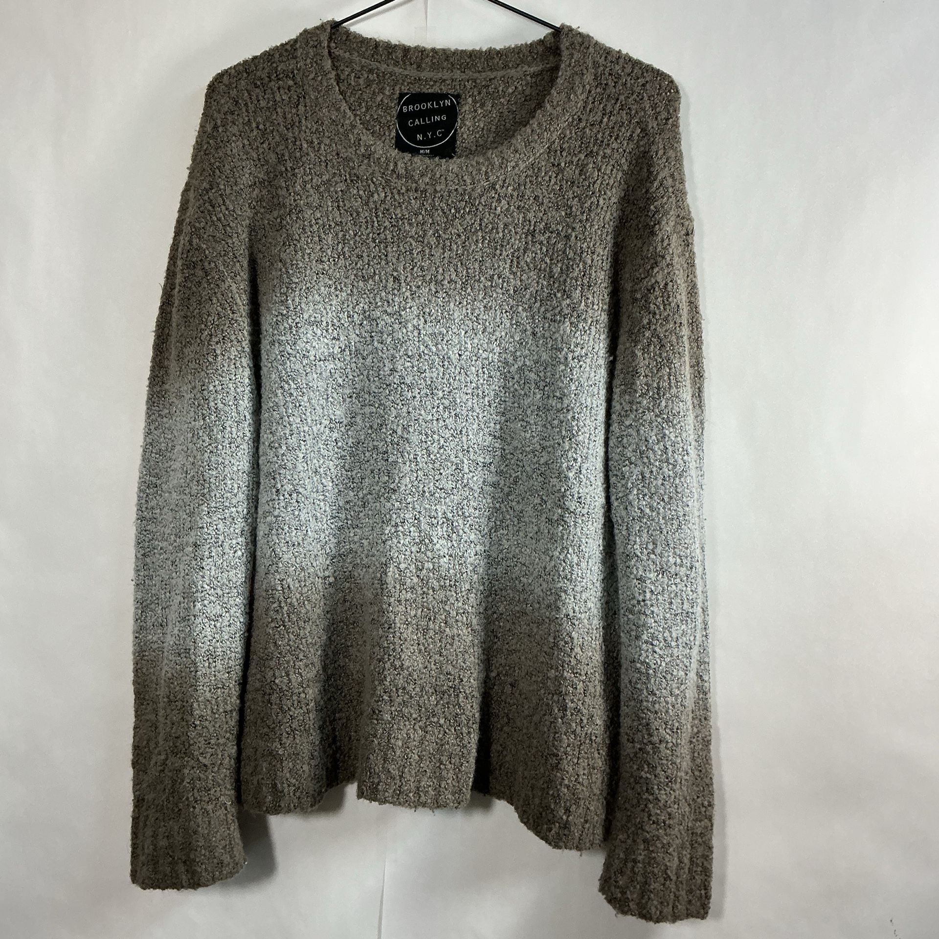 Brooklyn Calling Sweater Size M Ombre Fuzzy Knit Brown Gray 2