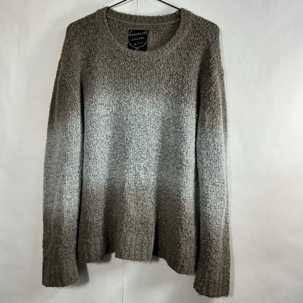 Brooklyn Calling Sweater Size M Ombre Fuzzy Knit Brown Gray