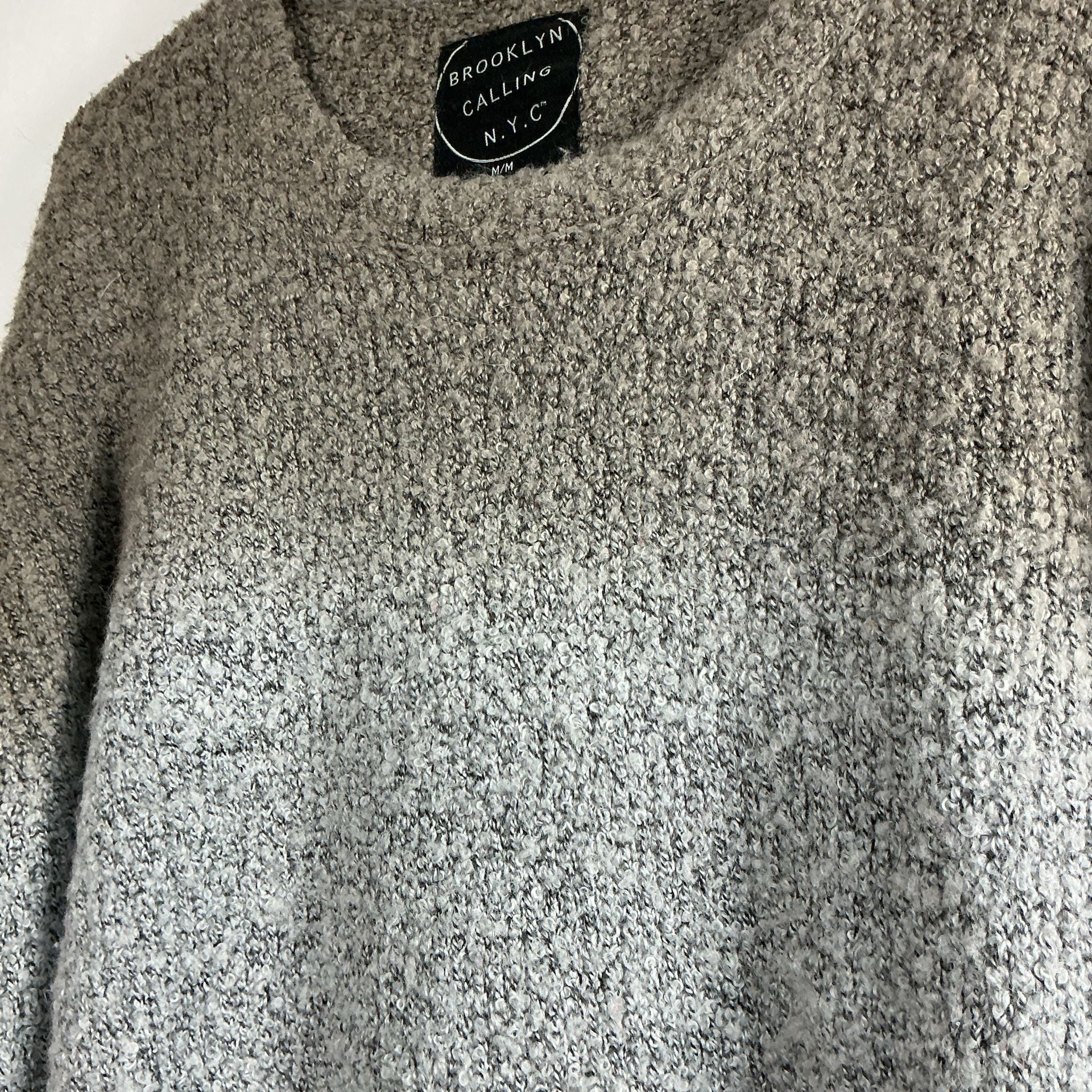 Brooklyn Calling Sweater Size M Ombre Fuzzy Knit Brown Gray 4