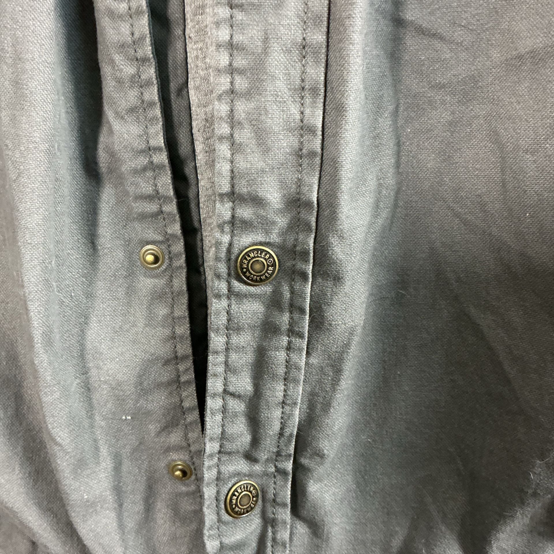 Wrangler Workwear Hooded Shirt Jacket Size L (42-44) Gray Canvas Quilted 4