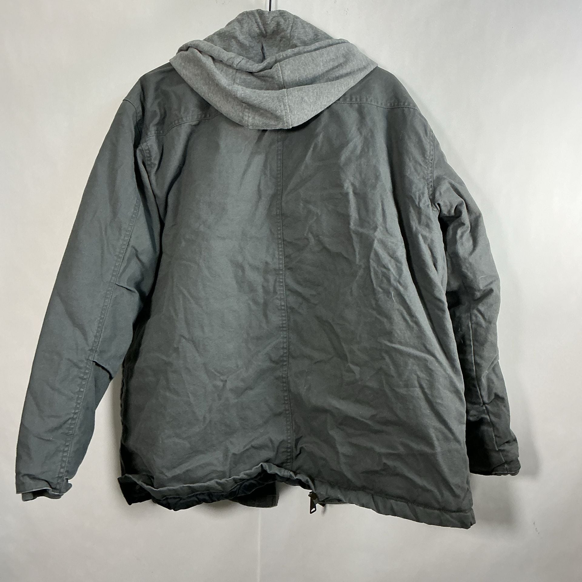 Wrangler Workwear Hooded Shirt Jacket Size L (42-44) Gray Canvas Quilted 8