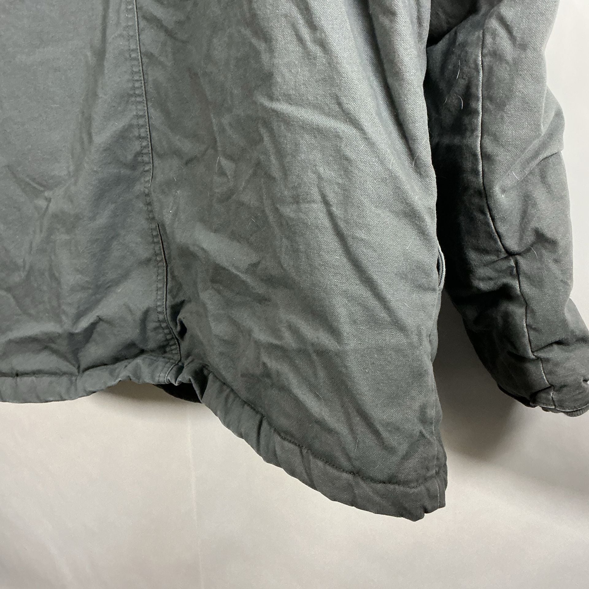 Wrangler Workwear Hooded Shirt Jacket Size L (42-44) Gray Canvas Quilted 9