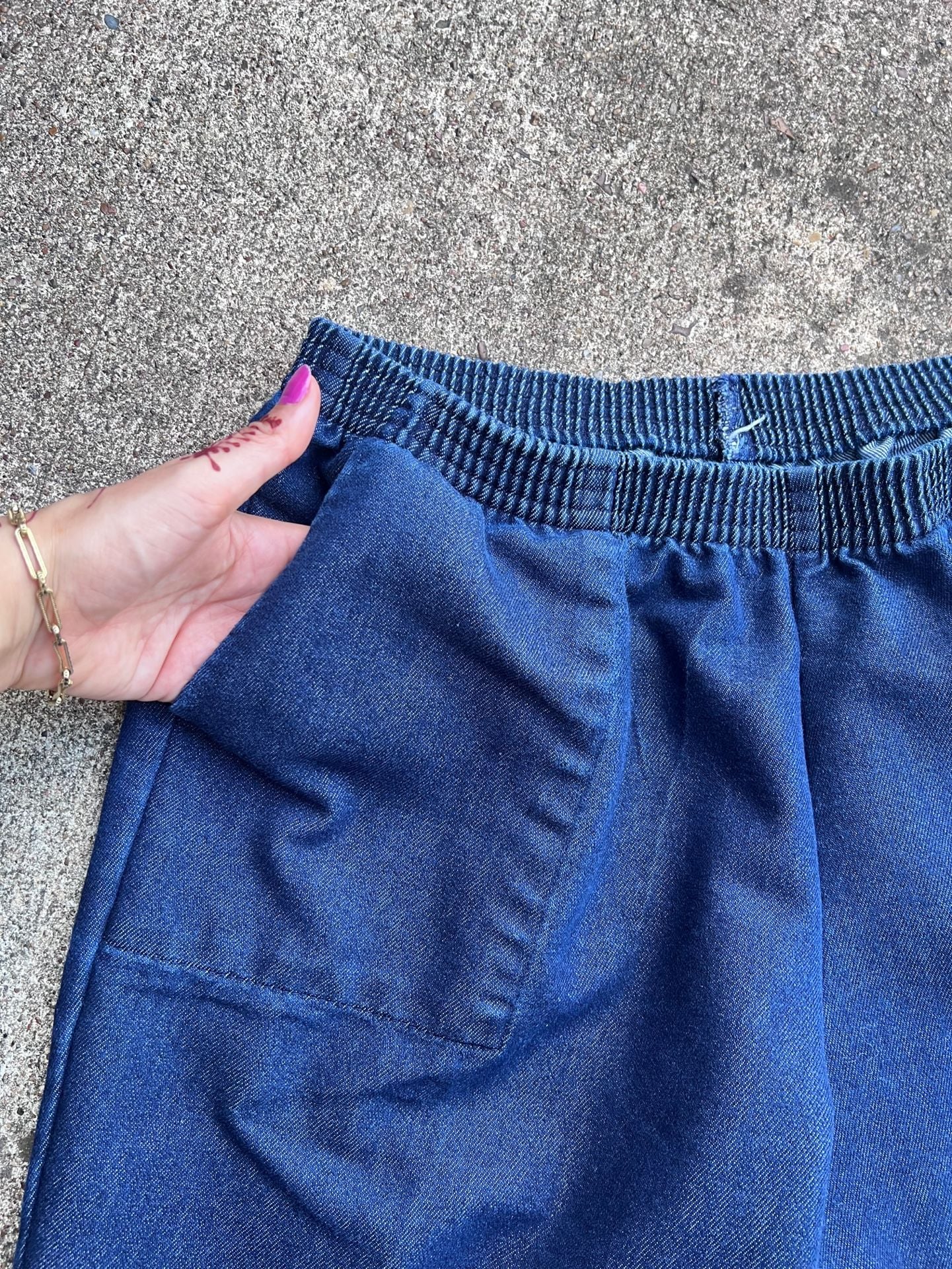 Z-Atlas Vintage Pull-On Elastic Waist Denim Pants Blue (L)
5