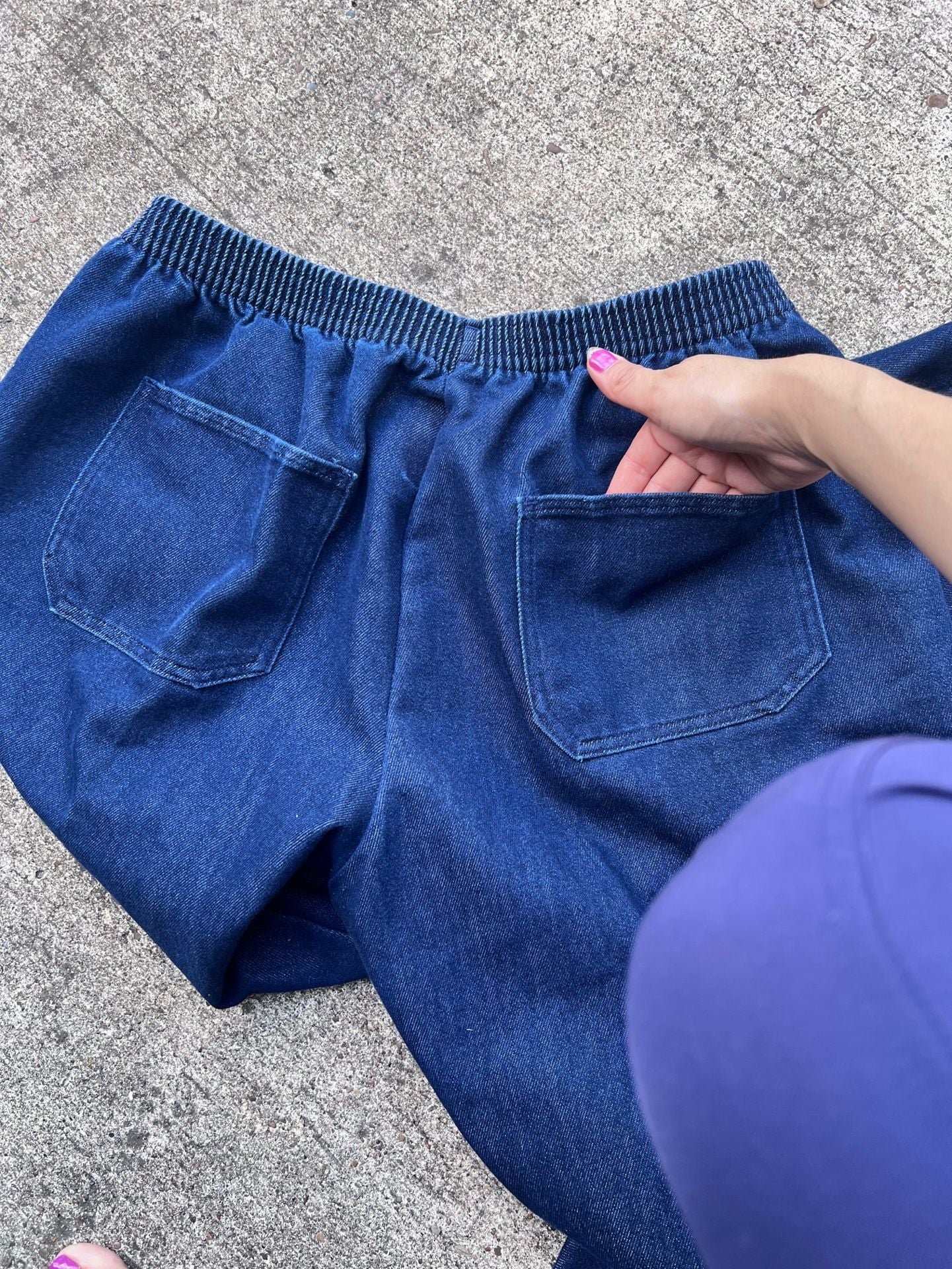 Z-Atlas Vintage Pull-On Elastic Waist Denim Pants Blue (L)
7
