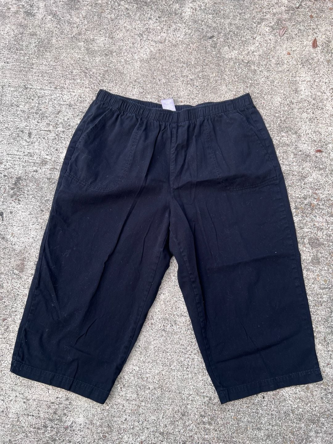 Z- White Stag Capri Pants Size XL (16-18) Black Cotton Pull-On 2