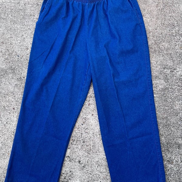 Z- Alfred Dunner Pull-On Pants Size 16P Blue Denim Elastic Waist