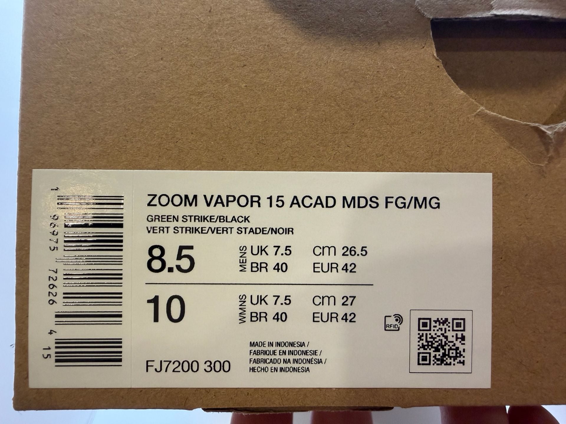Nike Zoom Vapor 15 Acad Mds Fg/Mg Size 8.5 Green Strike Black 3