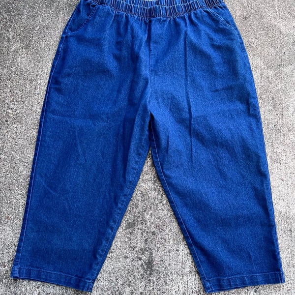 Z- American Sweetheart Style K82 Denim Pants Size XL Blue Elastic Waist