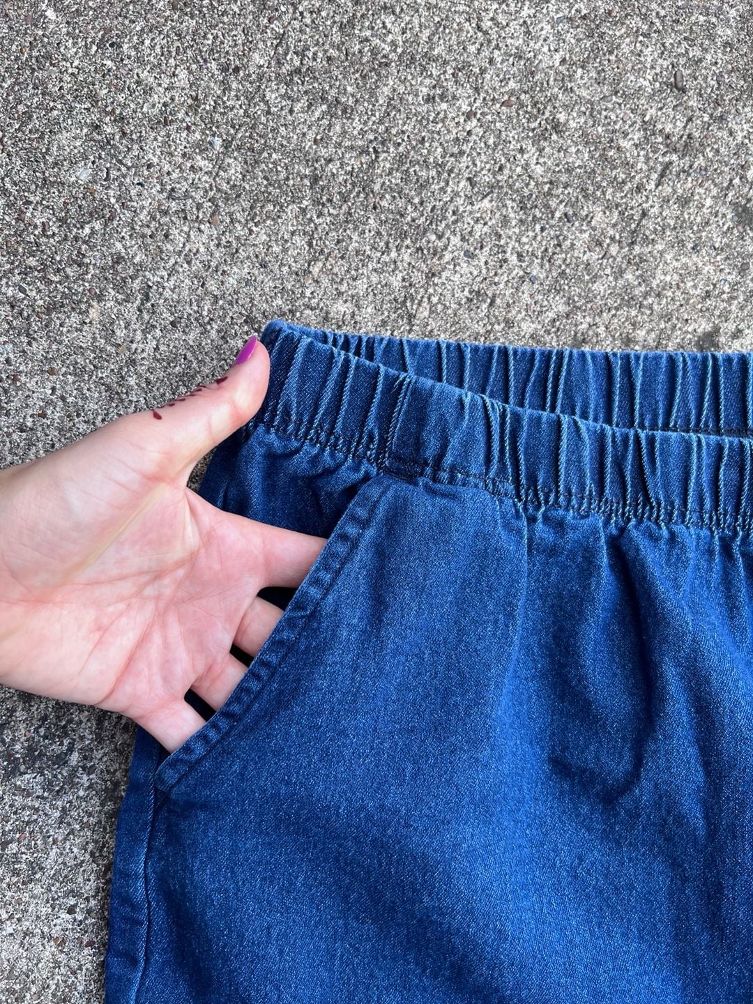Z- American Sweetheart Style K82 Denim Pants Size XL Blue Elastic Waist 4