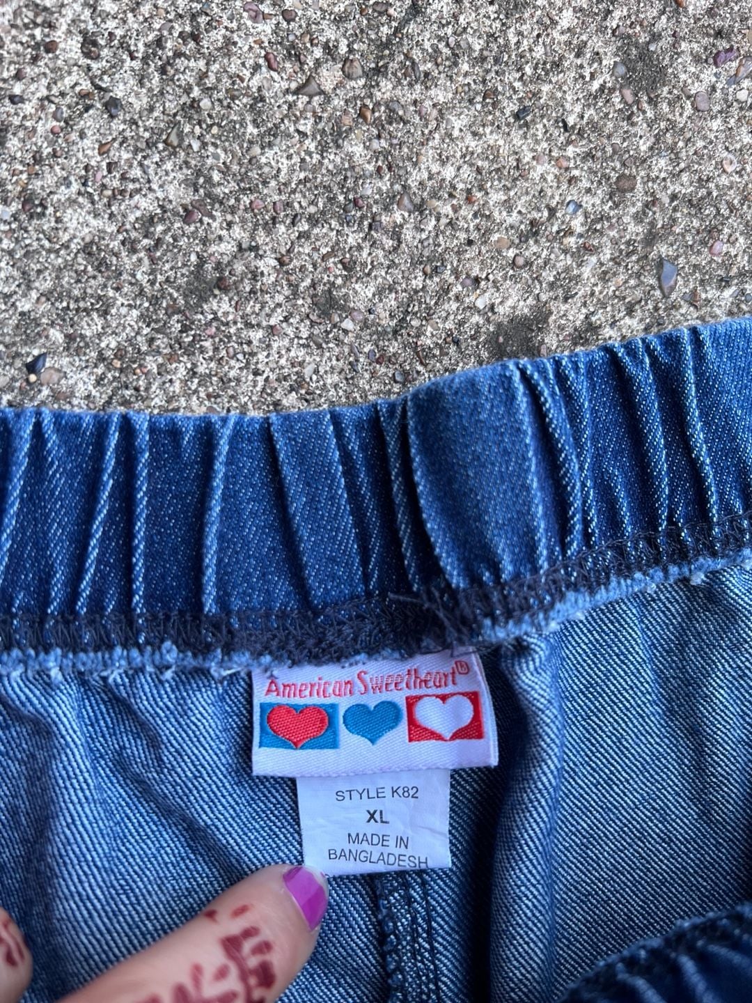 Z- American Sweetheart Style K82 Denim Pants Size XL Blue Elastic Waist 5