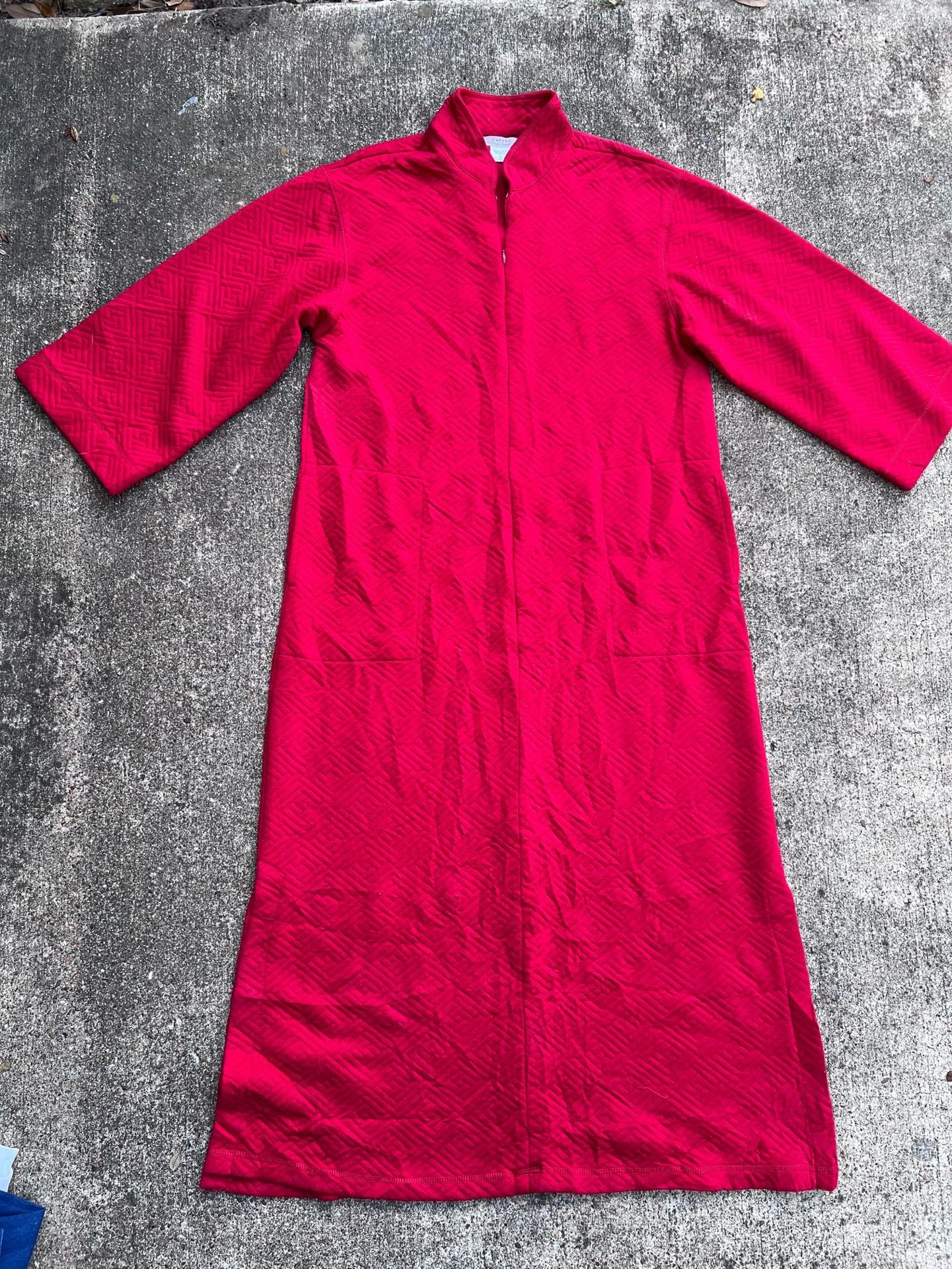 Z- Natori Private Luxuries Robe Size S Red Quilted Zip Front Lounge 2