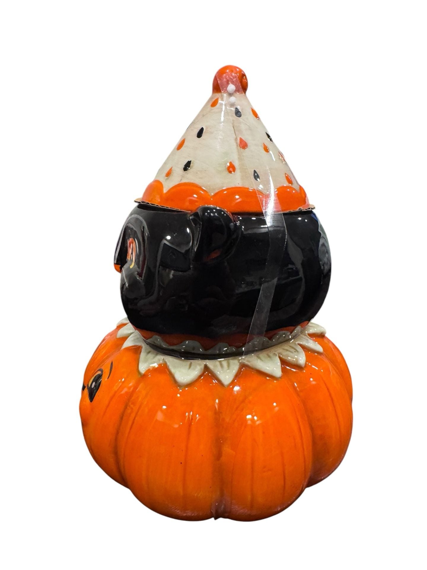 Johanna Parker Halloween Black Cat Pumpkin Cookie Jar 2