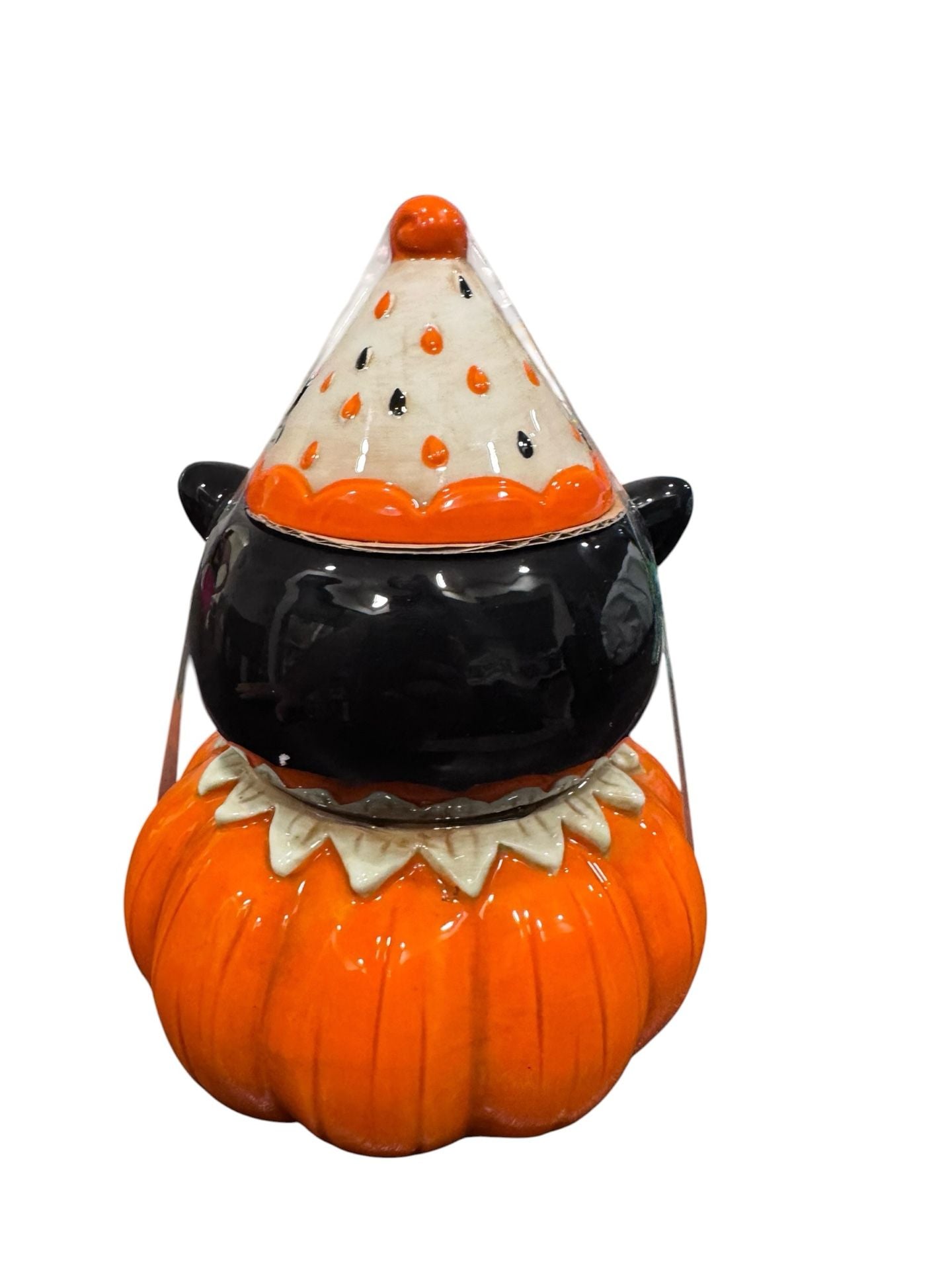 Johanna Parker Halloween Black Cat Pumpkin Cookie Jar 3