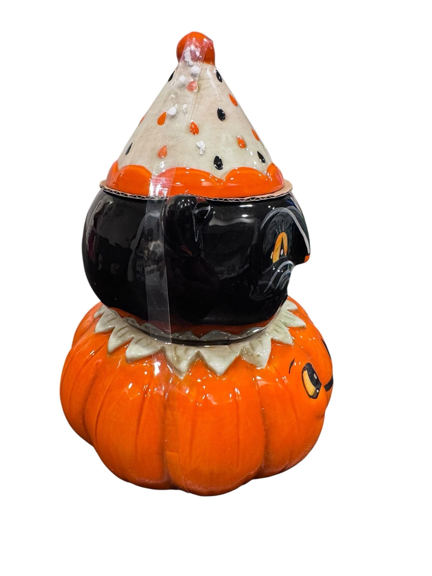 Johanna Parker Halloween Black Cat Pumpkin Cookie Jar 4