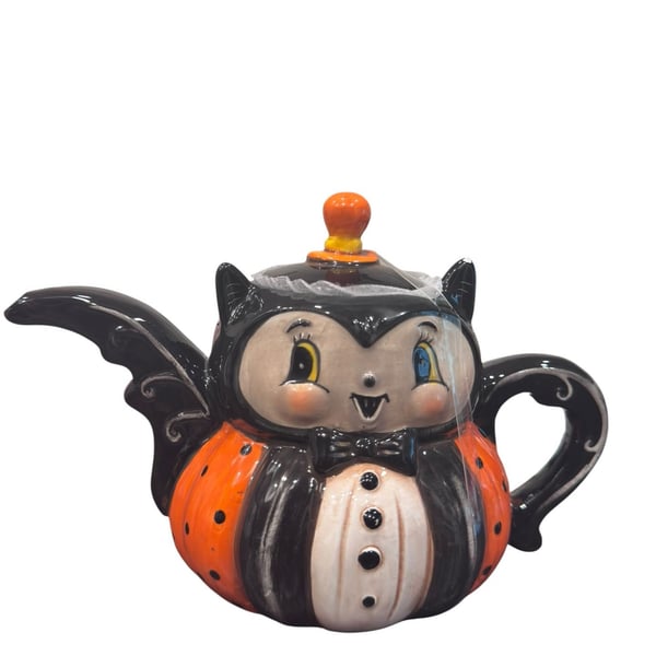 Johanna Parker Transpac Halloween Bat Teapot Ceramic Figurine New
