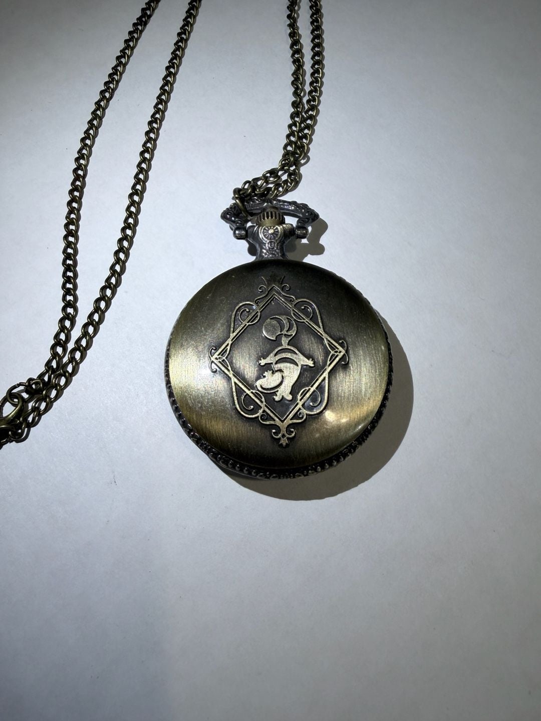 Alice in Wonderland Bronze Quartz Pocket Watch Necklace Chain 6