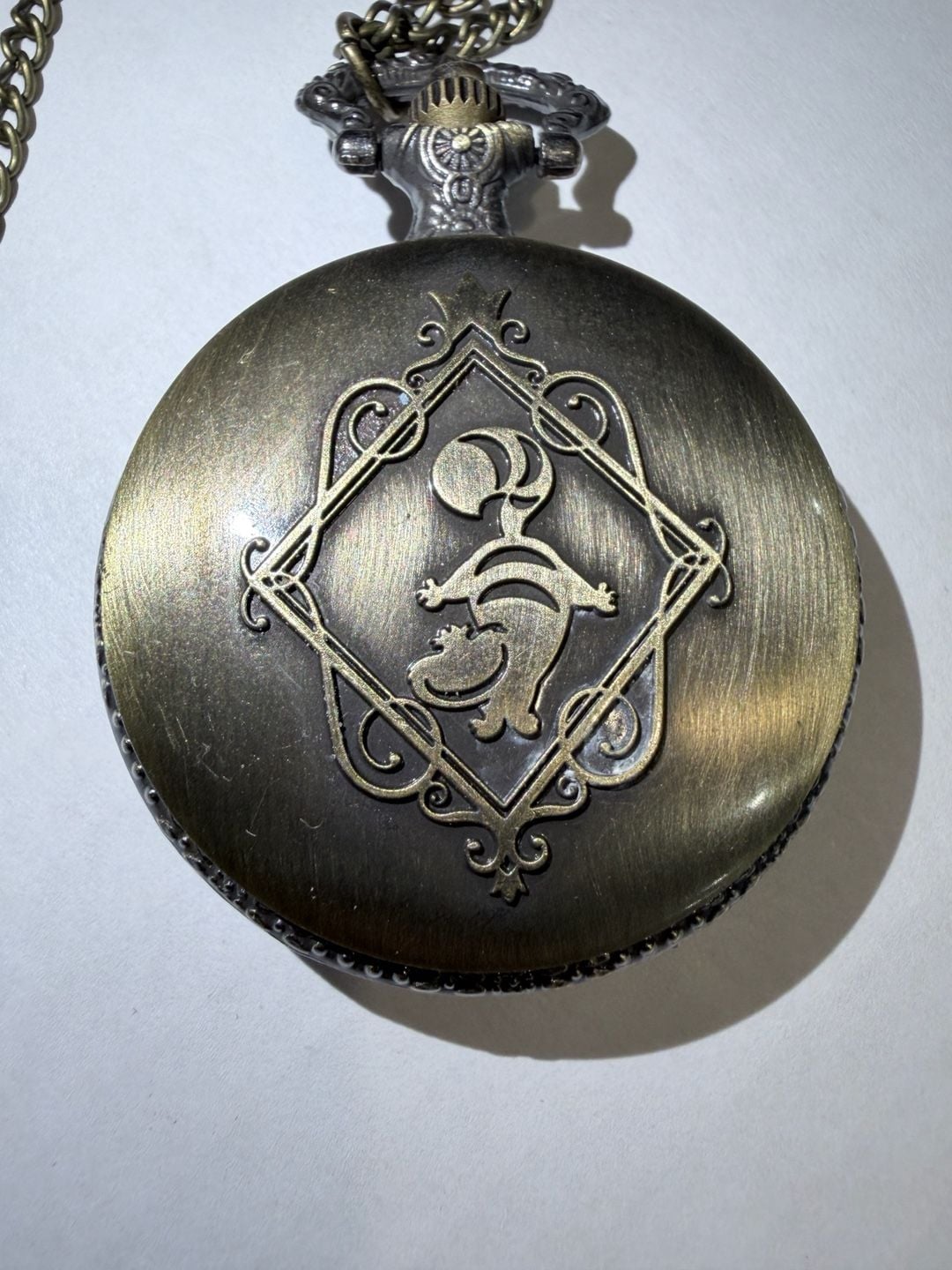 Alice in Wonderland Bronze Quartz Pocket Watch Necklace Chain 8