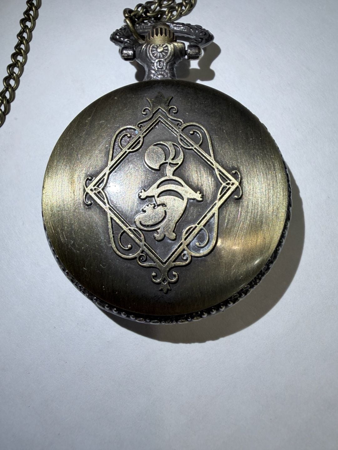 Alice in Wonderland Bronze Quartz Pocket Watch Necklace Chain 10