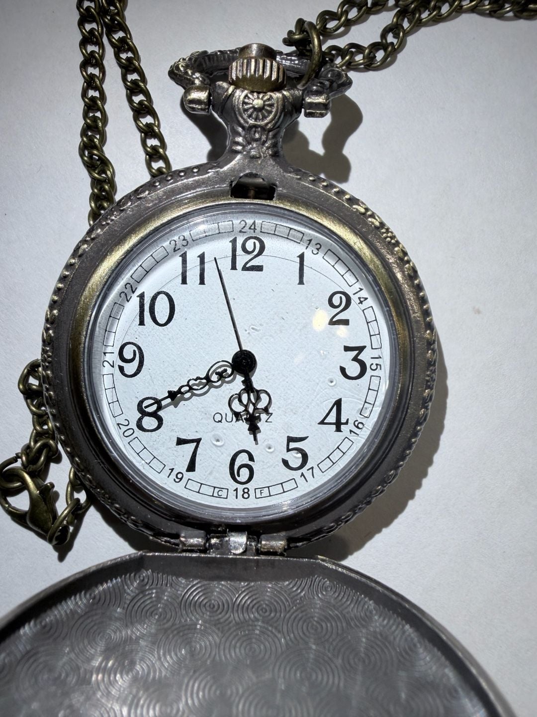 Alice in Wonderland Bronze Quartz Pocket Watch Necklace Chain 11