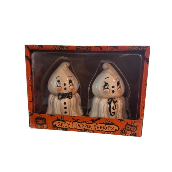 Johanna Parker Retro Halloween Ghost Salt And Pepper Shakers New