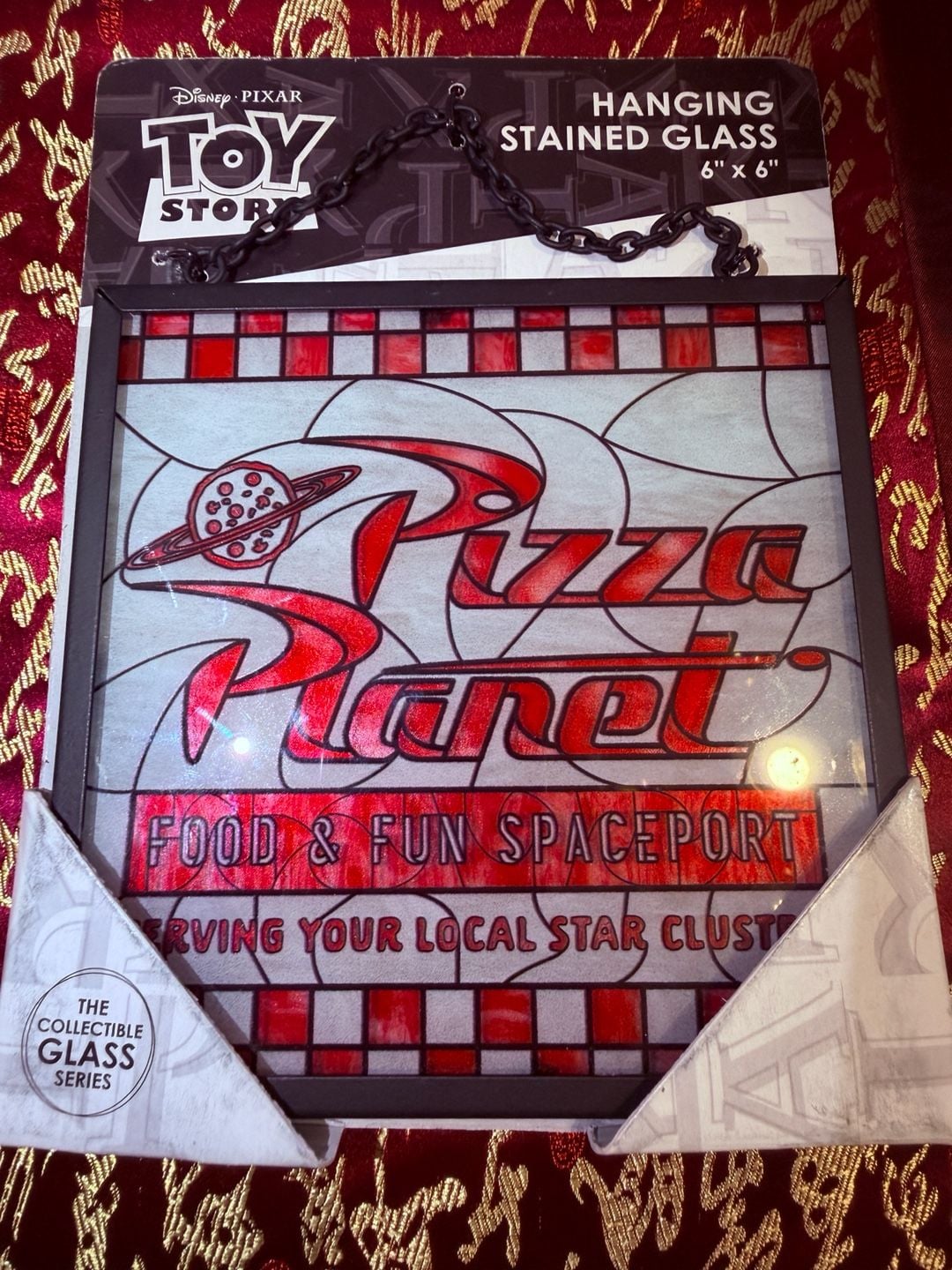 Open Road Brands Toy Story Pizza Planet Hanging Stained Glass 6x6 Decor 2