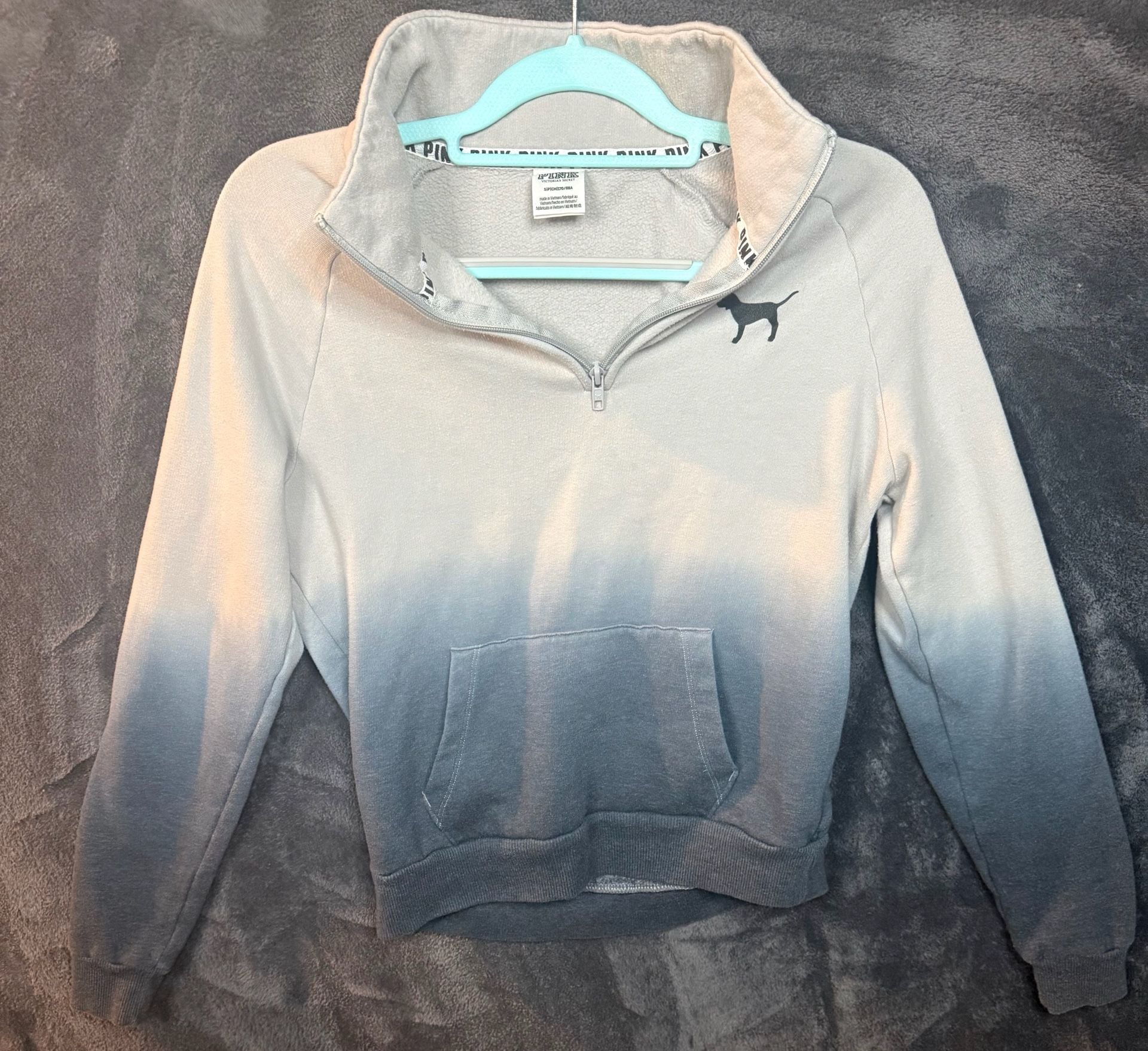 Women’s Victoria's Secret PINK Half-Zip Pullover Size S Ombre Gray #11 2
