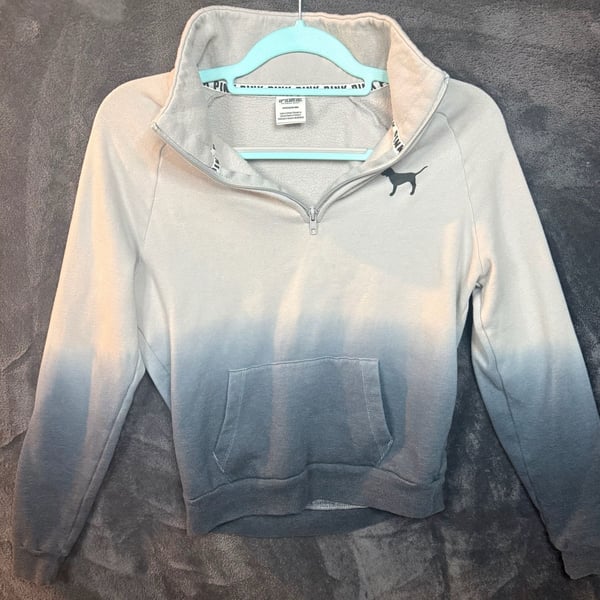 Women’s Victoria's Secret PINK Half-Zip Pullover Size S Ombre Gray #11