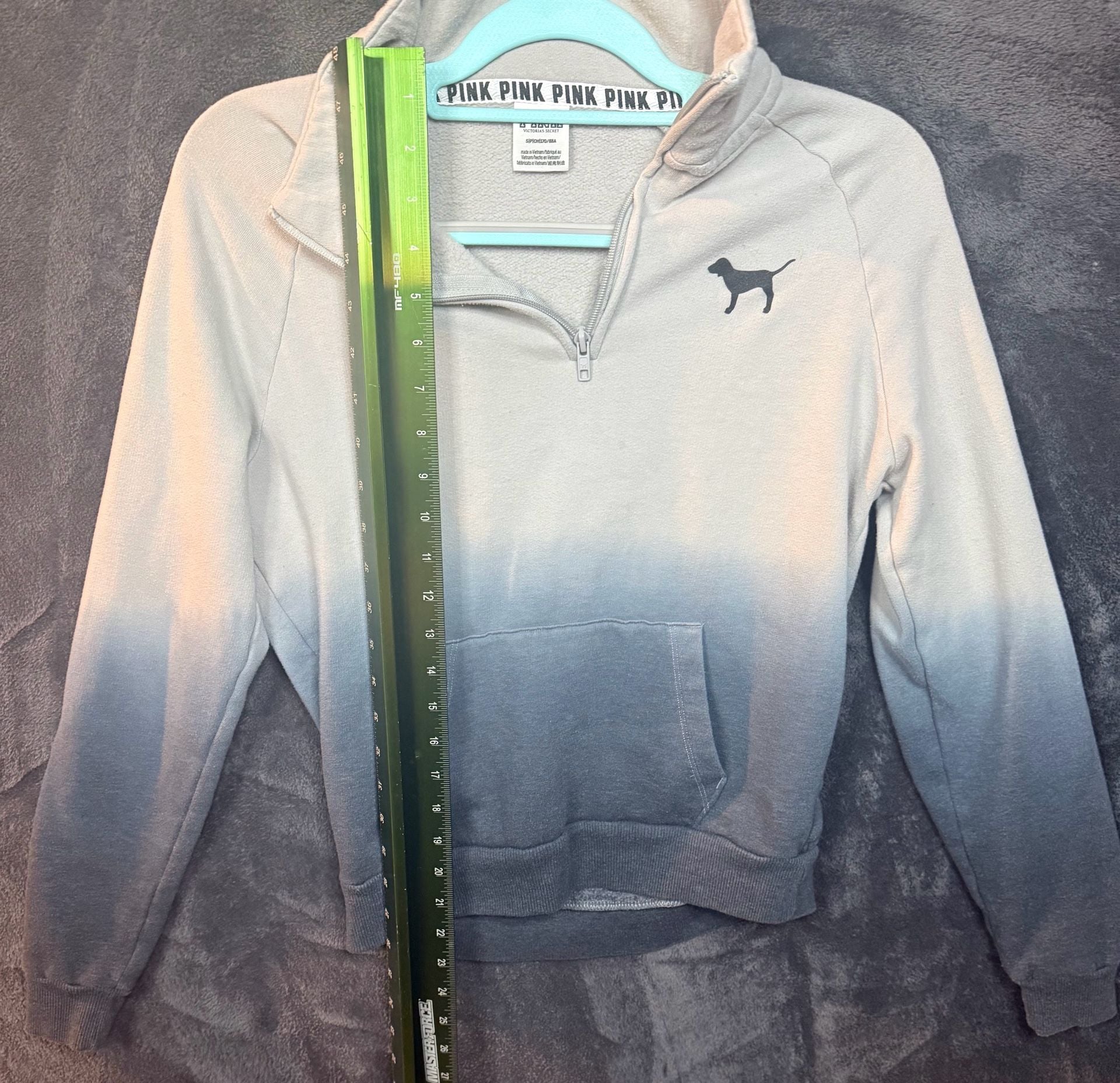 Women’s Victoria's Secret PINK Half-Zip Pullover Size S Ombre Gray #11 8