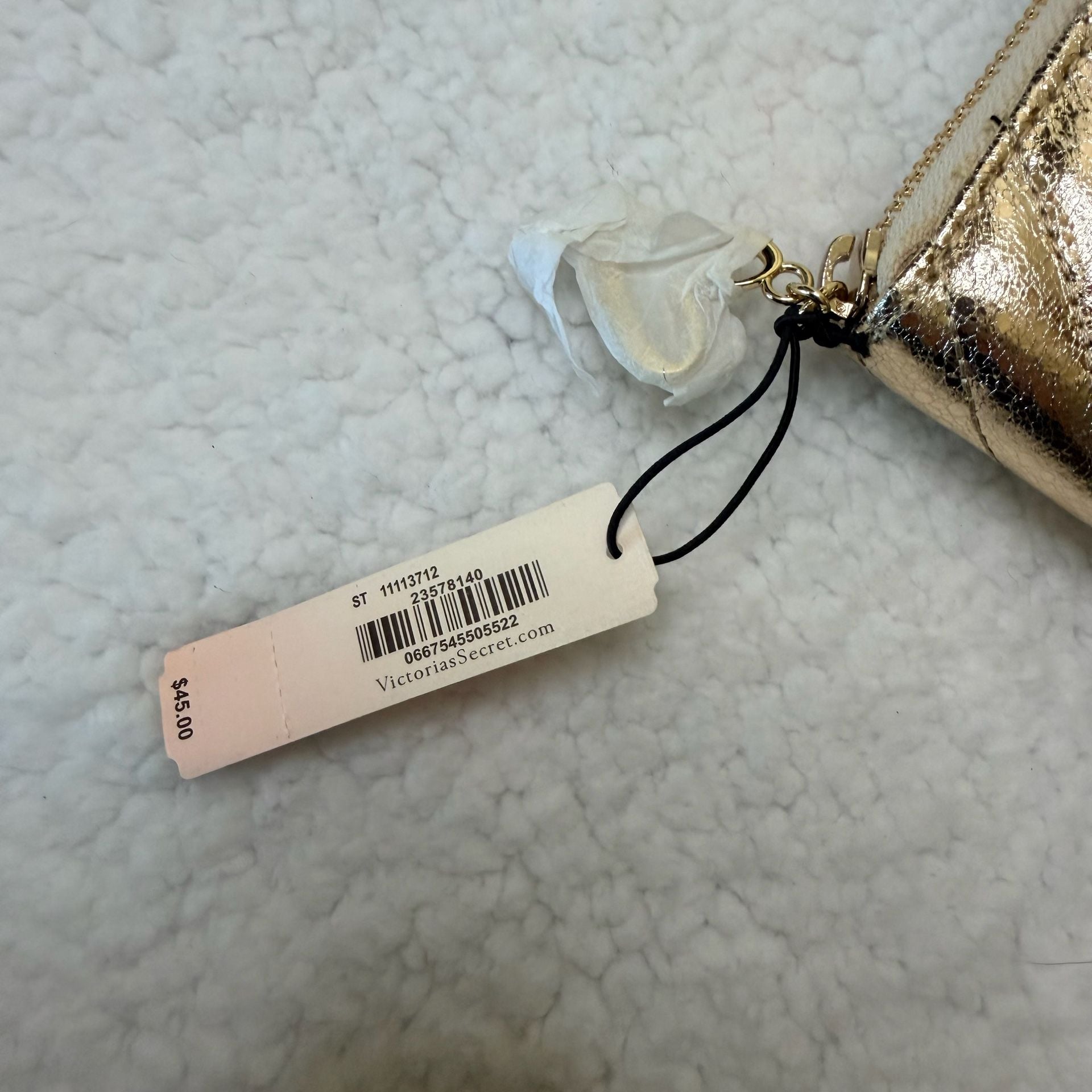 Victoria's Secret V-Quilt Zip Wallet Metallic Gold 4