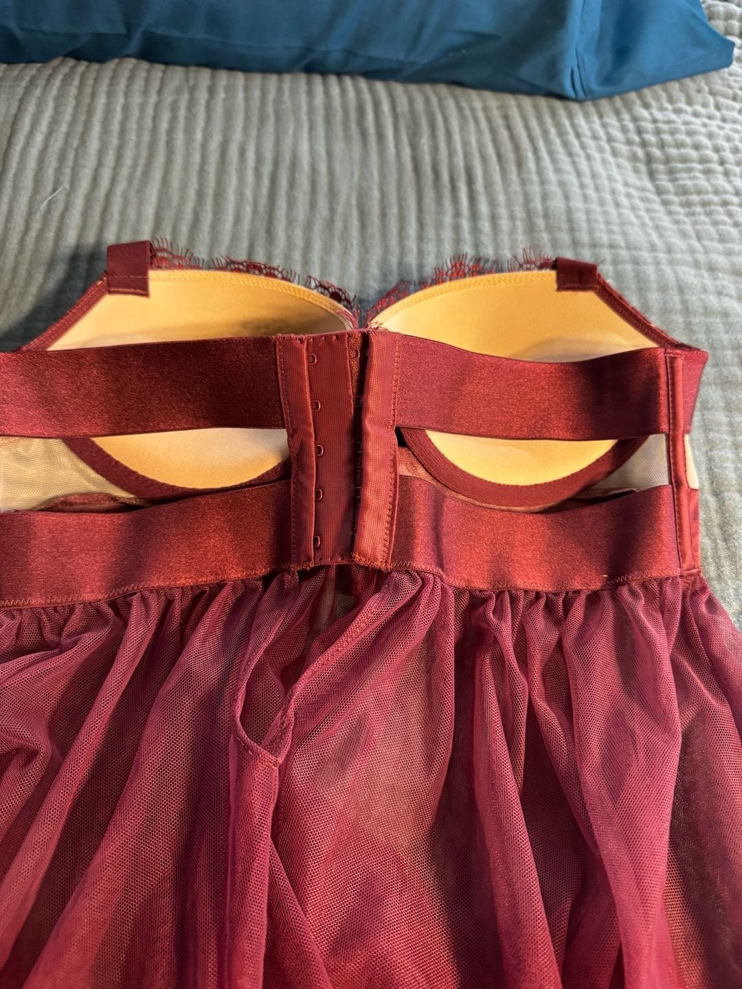 Victoria's Secret Wicked Satin Lace-Trim Slip Size 34C Maroon 5