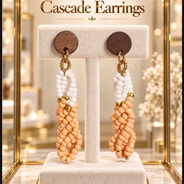 Golden Peach Cascade Earrings