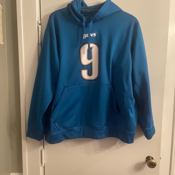 Nike Detroit Lions Matthew Stafford 9 Therma-Fit Hoodie XXL Blue