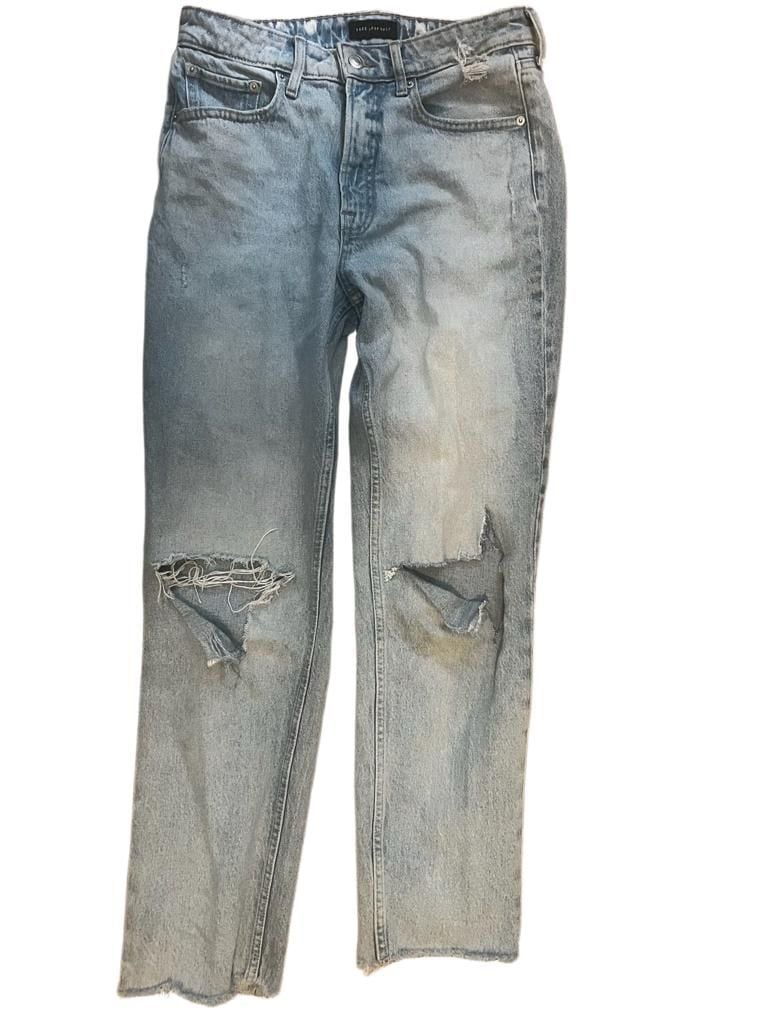 Free Assembly Distressed Straight Leg Jeans Size 8 2